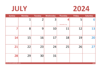 July 2024 Printable Calendar
