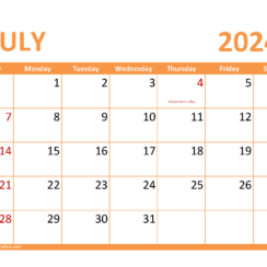 Printable July Calendar 2024