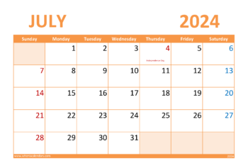 July Blank Calendar 2024