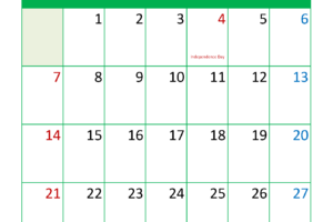 July Calendar Printable 2024