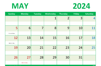Free Printable May Calendar