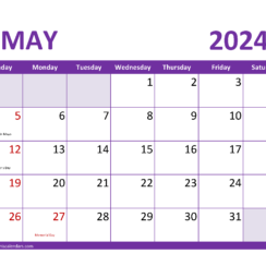 May 2024 Calendar Holidays List