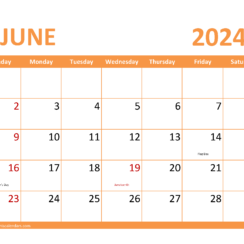 June Editable Calendar 2024
