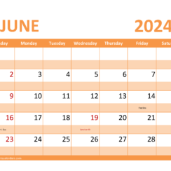 June Calendar 2024 Free Printable
