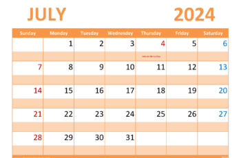 July Calendar 2024 Free Printable