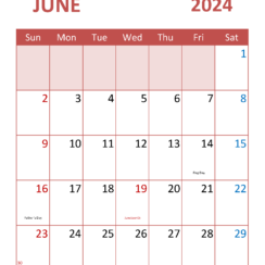 Print June Calendar 2024