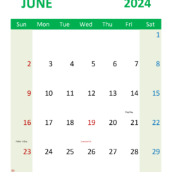 Blank Calendar 2024 June