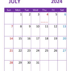July 2024 Calendar Editable Word