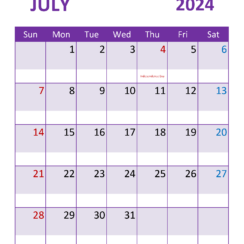 Blank Printable July 2024 Calendar