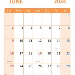 Free Printable June 2024 Calendar Page